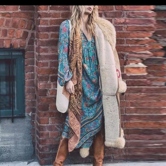 LAST 1 3X Boho blue gypsy rayon floral maxi dress - Picture 5 of 8